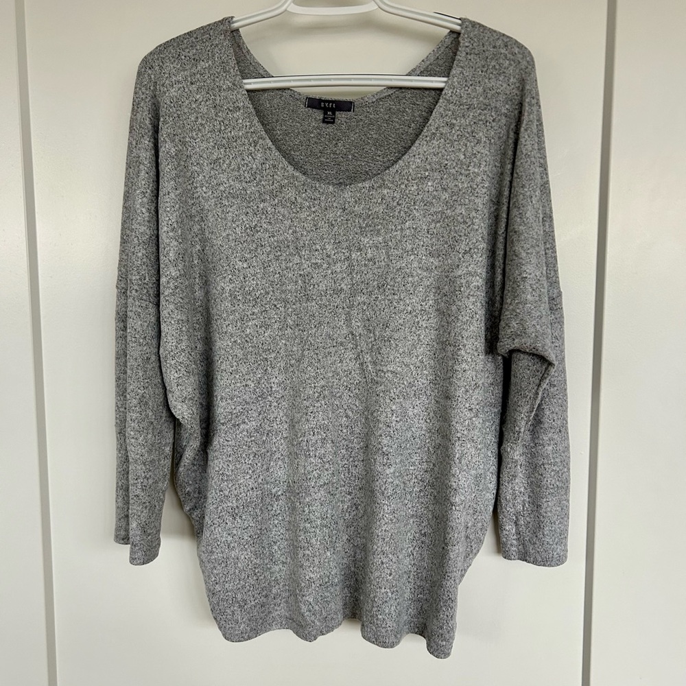 Gyft Gray sweater with wide neck and doleman sleeves, XL